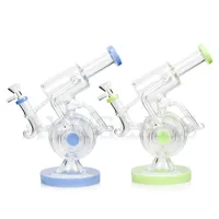 9.5 Inches high quality Cool glass Pipes Smoke bongs Hookah Double pillars Smoking bong DAB Rig Oil rigs Recycler 14.4mm joint size