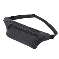 Outdoor Bags Men Phone Card Zipper Closure Sports Multi Pockets Waterproof Waist Bag Wear Resistant Running Adjustable Belt Canvas