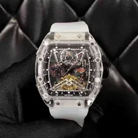 Wine Barrel Leisure Business Richa Milles Watches 56-01 Automatic Mechanical Crystal Tape Mens Watch