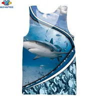 SONSPEE Shark Love Fitness Tank Tops 3D Cartoon Animal Letter Printed Sleeveless Vest Personality DIY GYM Men Clothing 220608