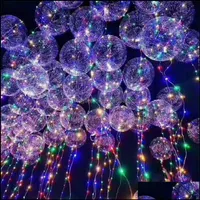 18 Inch Handle Led Balloon Party Decoration Luminous Transparent Helium Bobo Ballons Wedding Birthday Kids Light Gift Whole A13238R Drop Del
