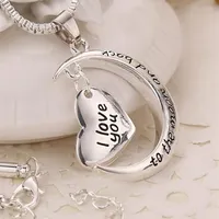 10pcs Crescent Heart I Love You to the Moon and Back Charm Necklace Mens&Ms Jewelry Fashion Accessories2559