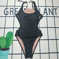 Ein Stück Frauen schwarzer Badeanzug Textilbuchbrief Strasssteine ​​Badebekleidung elastischer Taille formen Bodysuit Ladies Beach Badeanzug