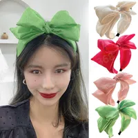 Koreanska stora båghårband för kvinnor överdimensionerade bowknot pannband breda reme huvudbonader godis färg hår båge hår tillbehör