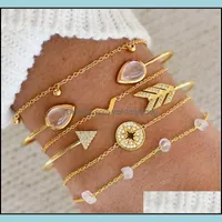 Bracelets de manguito pulseira de jóias Moda feminina Moda Gold Bangle Open Arrow Gemstone Diamond Bangles Set B09141 Drop Delivery 2021 de7xv