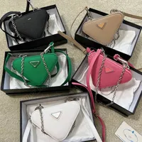 Designer Triangle Borses Women Double Layer Mini Tote One Spalla Guida Catene in pelle Guida Borsa per la borsa 5 Colore 15 cm