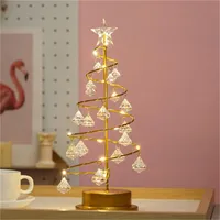 Luci notturne 2022 Decorazioni natalizie per ornamenti per la casa Crystal Xmas Tree Led Light Year Table Decor Noel Navidad Regalo