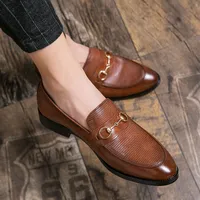 Erkek Ayakkabı Somunlar Moda Pu Deri Sold Round Toe Düz Topuklu Klasik Ofis Profesyonel Konforlu Kayış DH838