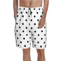 Herr shorts klassiska polka dot brädet vita svarta polkadots retro mönster korta byxor elastisk midja söta tryck badstammar 2xl