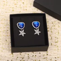 2022 여성용 웨딩 보석 선물을위한 파란색과 다이아몬드가있는 최고 품질의 매력 드롭 이어링 박스 스탬프 ps4071a