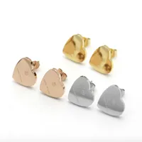 Med Box Big Famous 316L Titanium Steel Stud Earring Luxury Heart Shape Brand Women Charm Love Earrings Fashion Jewelry212e