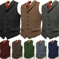 Costumes masculins Blazers laine tweed slim fit loisir coton borgogne gilet gentleman businessbone business brun blazer for Wedding Groom 220826
