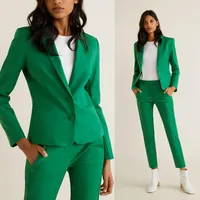 Green Mother of the Bride Suits 2 pezzi Ladies Slimt Blazer Coat Pants Business Party Prom Outfits298V 298V