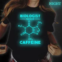 Femmes T-shirts Biologiste Kawaii Funny Powered par Cafeine Tshirt Femmes Lumineuses Harajuku T-shirt Streetwear Clothes Tops Tees 220607