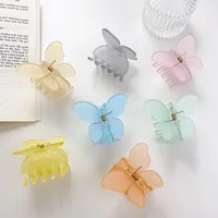 Fashion Transparent Matt Butterfly Hair Claw Clips Women Girls Sweet Solid Barrettes Ponytail Holder Hair Accessory