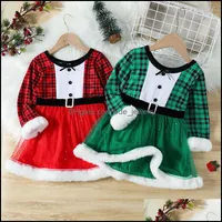 女の子のドレスベビーキッズ服赤ちゃんマタニティ服クリスマスドレス子供クリスマス格子縞のプリンセススプリングdhq3i