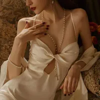 Vestidos casuales con túnica de seda con ropa de dormir para mujer vestimenta sexy vestimenta elegante vestido de noche elegante bañera de bañera