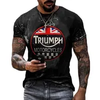Triumph Motorcykelgrafik 3D Print Mens Tshirts Retro Style Summer Round Neck Kort ärm Polyester Overized T -shirt 6xl 220607