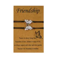 Handmade Butterfly Charm Bracelet with Wish Card Friendship Gift Bracelets Adjustable Fashion Jewelry High Quality