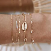 Shell Pearl Anklet Bracelets for Women Girls Charm Anklets Boho Ankle Cains Foot Jewelry Set294m