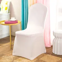 Universal Polyester Spandex Stretch Decor schwarz weiße Stuhl Cover für Hochzeitsfeier Bankett Hotel Dinning Celemony 0624