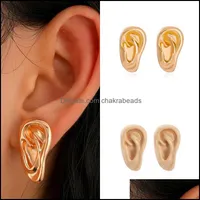 Stud Earrings Jewelry European And American Creative Gold Simation Ear For Women Metal Irregar Simple Fashion Jewelr Dhxq2