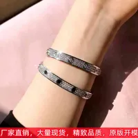 Kajia Love Black Nail Bracelet Femmina Three Row Diamond Ring Ring Screw Star Star Couple Bracciale in acciaio in acciaio in titanio placcato con oro 18k