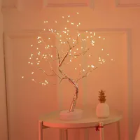Gece Işıkları Fener Bakır Tel Ağacı Işık LED dokunmatik anahtar USB Pil Bonsai Gypsophila Lamba Partisi Noel Dekornight
