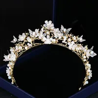 Puraciones Mariposas Flor Cristal Crown Crown Oro Barroco Tiaras Accesorios de Boda Joyería Aleación de Cumpleaños Peluquería Peluquería Headwear