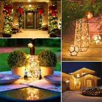 6pcs Copper Wire LED String Lights Christmas Fairy Lights Decorations Garland Outdoor Indoor Wedding Decor New Year Noel Natal with Battery D3.0