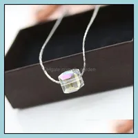 Koreanska stil mode smycken prydnad grossist stjärna samma kort pärla halsband vete kvadratisk socker kristall droppe leverans 2021 hänge halsband