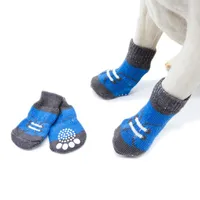 Vêtements de chien 4pcs / ensemble mignon chiot tricot faux chaussettes shoelace petits chiens coton chaussures de chat anti-glip