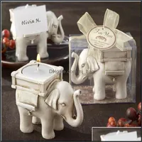 Decor de castiã Decoração de casa Jardim Lucky Elephant Antique Ivory Placecard Suports Candlesticks Birthday Wedding Party Decoration Craft Presente D D