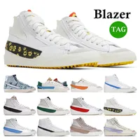 2022 Diseñador Blazer Mid 77 Vintage Mens Casual Shoes Women Blanco Blanco UNC Pink Oxford Naranja Glaze Powder Sports Sketers Skate Tamaño 36-45