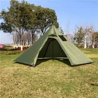 34 Person Ultralight Outdoor Camping Big Pyramid Tent Awnings Shelter With Chimney Hole For Bird Watching Cooking 220606