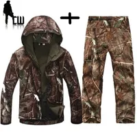 타드 기어 전술 소프트 쉘 위장 재킷 세트 남성 군대 바람막이 방수 사냥 의류 군사 야외 220727