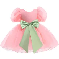 Verjaardagsfeest Princess Dress For Girls Infant Lace Children Bruidsmeisje Jurk voor meisje Baby Lace Solid Color Girls Kleding G220428