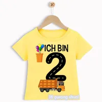 Ich bin Geburtstag Bulldozer Print T-Shirts T-Shirts Nummer Kleinkind 3 4 5 Jahre Kinder Jungen Kleidung T-Shirt Kinder Kleidung