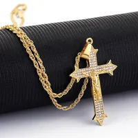 Hanger kettingen mode kruis hiphop ketting ketting heren zirkoon stenen christelijke jury juweliers
