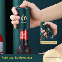 Stainless Steel Beer Bottle Opener Creative Kitchen Tool Accessories Magnetic Automatic Press Lid Opener Portable Bar Gadgets 220714