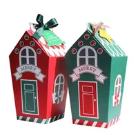 5pcs Nouvel An 2023 Christmas House Shape Candy Boad Gift Box Dragee Cookie Chocolate Sacs Emballage Boîtes d'emballage Fournitures en papier J220714