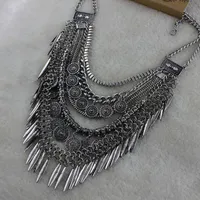 Chains Specials On Vintage Silver Metal Exaggerated Sweater Chain Luxury Atmosphere Necklace Earrings Set Heavyweight AccessoriChains