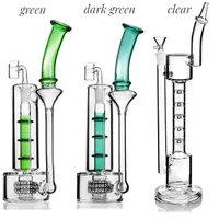 Klares grün dunkelgrüne Recycler Shishs Upline Glass Bongs Spline Perc Dab Rig -Rohre mit 14 mm Gelenkbambusform