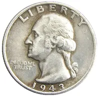 Quarter Silver Washington Precio Dollar Metal Monedas Chapada en 1943-P-S-D US Craft Dies Factory Manufacturing Copy FQQHM