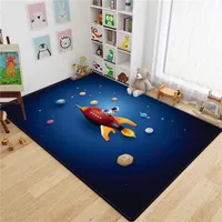 Cartoon Rocket Astronaut 3D Teppich Kinder Raum Flanellschwamm Bodenmatte Teen Zimmer Teppich Süßes Kriechspiel Matte Nacht Teppich 220526
