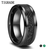 Wedding Rings Tigrade Mens Tungsten 8mm Black Silk Inlay/Blue Green Inlay Band High Polished Beveled Edges Size 7-13WeddingWedding