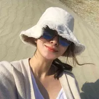2019 Cappello da secchio a tappeto in lino lavato per donne streetwear giapponese harajuku pieghevole spiaggia solare spiaggia solida pesca panama t220722