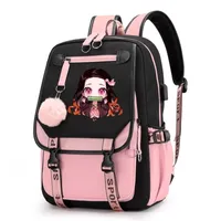 Slayer Demônio Nezuko Mochilas para Men Anime School Bag Teenager Laptop Laptop Back Pack Women Rucksack Backpack 220817