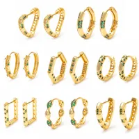 Hoop & Huggie Yunkingdom 8 Different Green Crystal Heart Gold Earrings For Women Girls Party Hollow IndianJewelry Big Original EarringsHoop