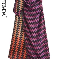 Moda damska KpyTomoa z wiązanymi metalowymi aplikacjami drukowane MIDI Sukienka Vintage wysokiej talii Powrót zamek błyskawiczny Spódnice Mujer 220420